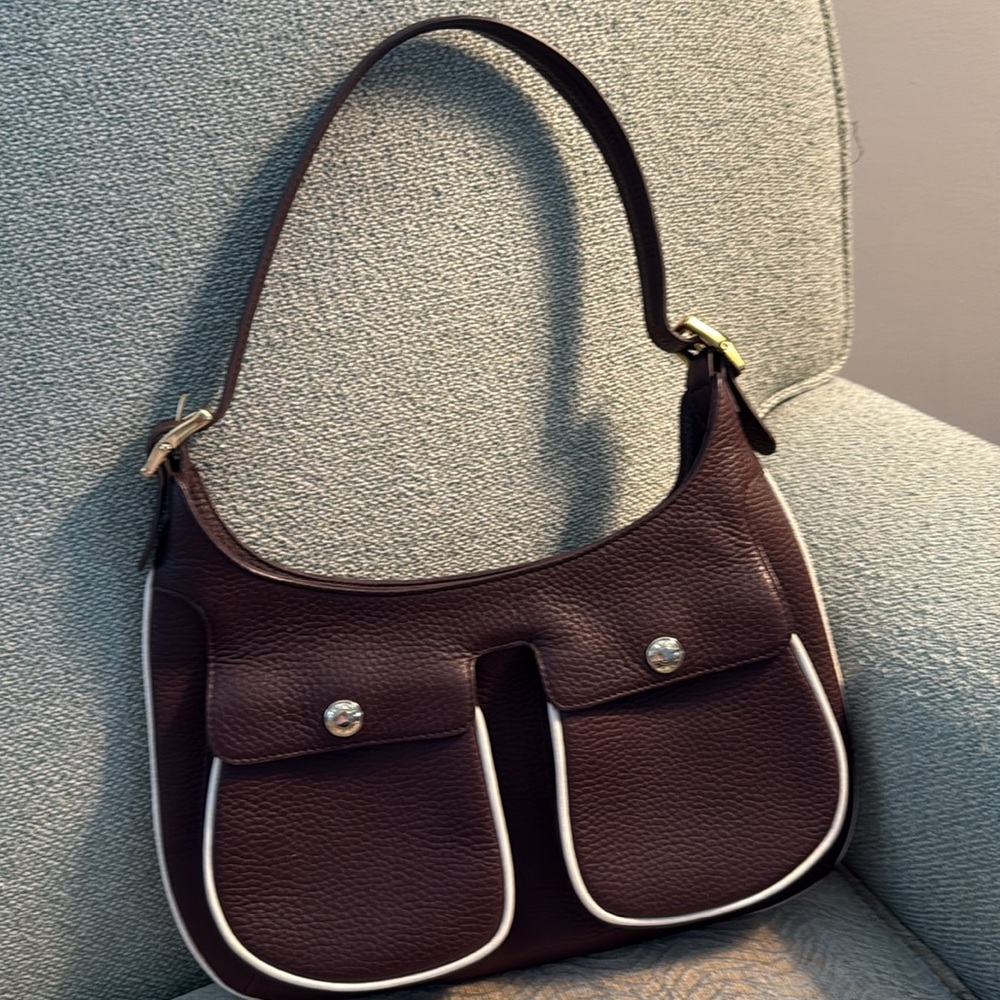 DKNYC Brown and Cream Leather Bag $33